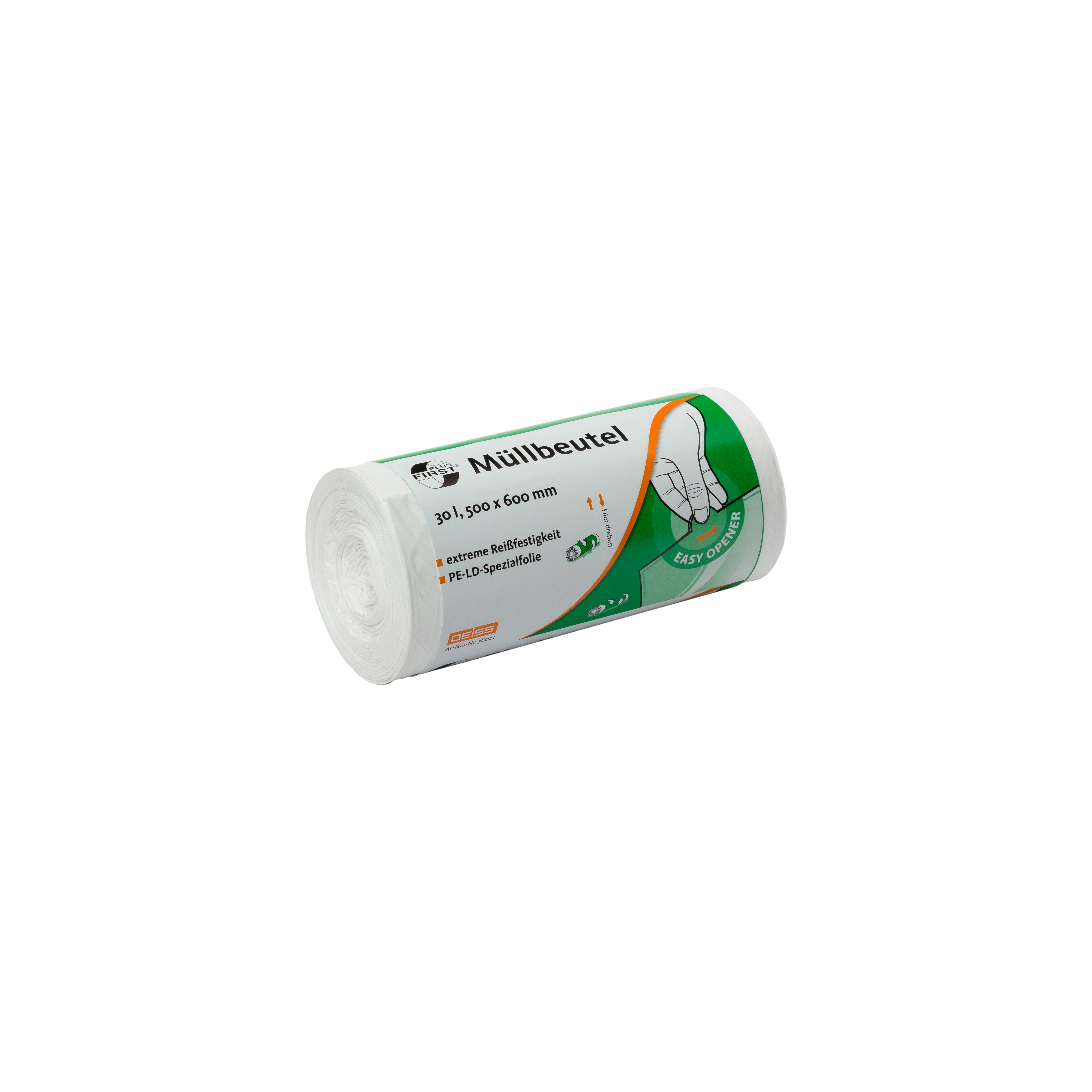 Lagerartikel(0000501)0000501-DeissFIRSTPLUSM%C3%BCllbeutelLDPE30Liter%2CTyp20%2C500%C3%97600mm12%C2%B5%2Cweiss-50St%C3%BCckRolle-36021